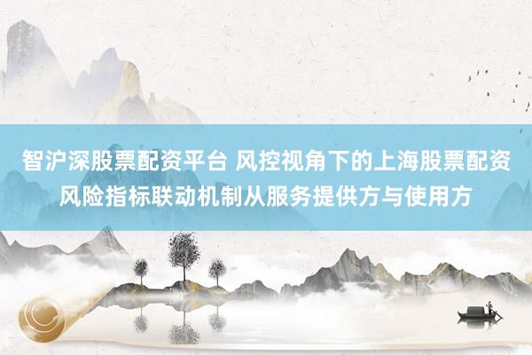 智沪深股票配资平台 风控视角下的上海股票配资风险指标联动机制从服务提供方与使用方